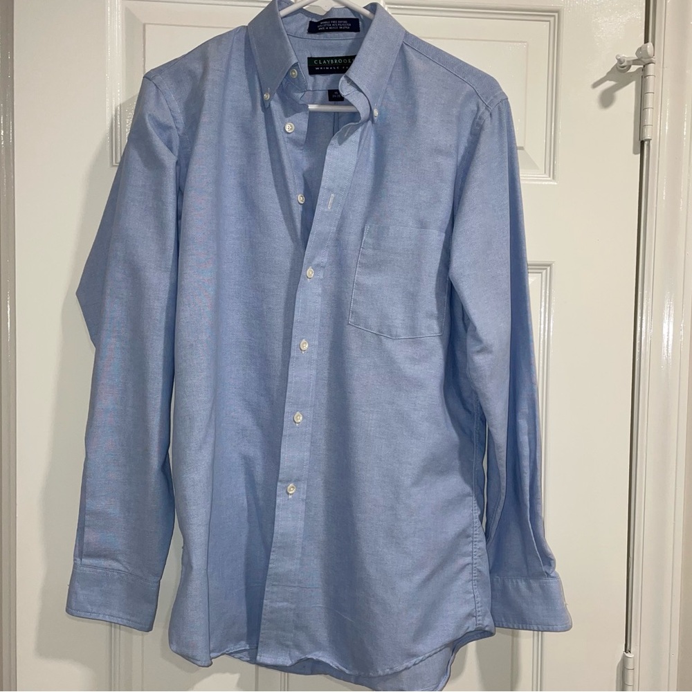Claybrooke Men's Blue Oxford Button Down Shirt Size 15/34-35 Long Sleeve 2 avail